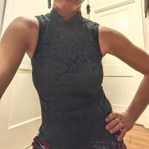 H&M Lace Mock Neck Camisole with Cutout Back - Sz 2
